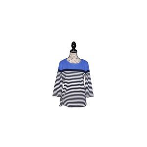 Karen Scott Sport Blue White Striped Long Sleeve Top | Size M | Casual Knit